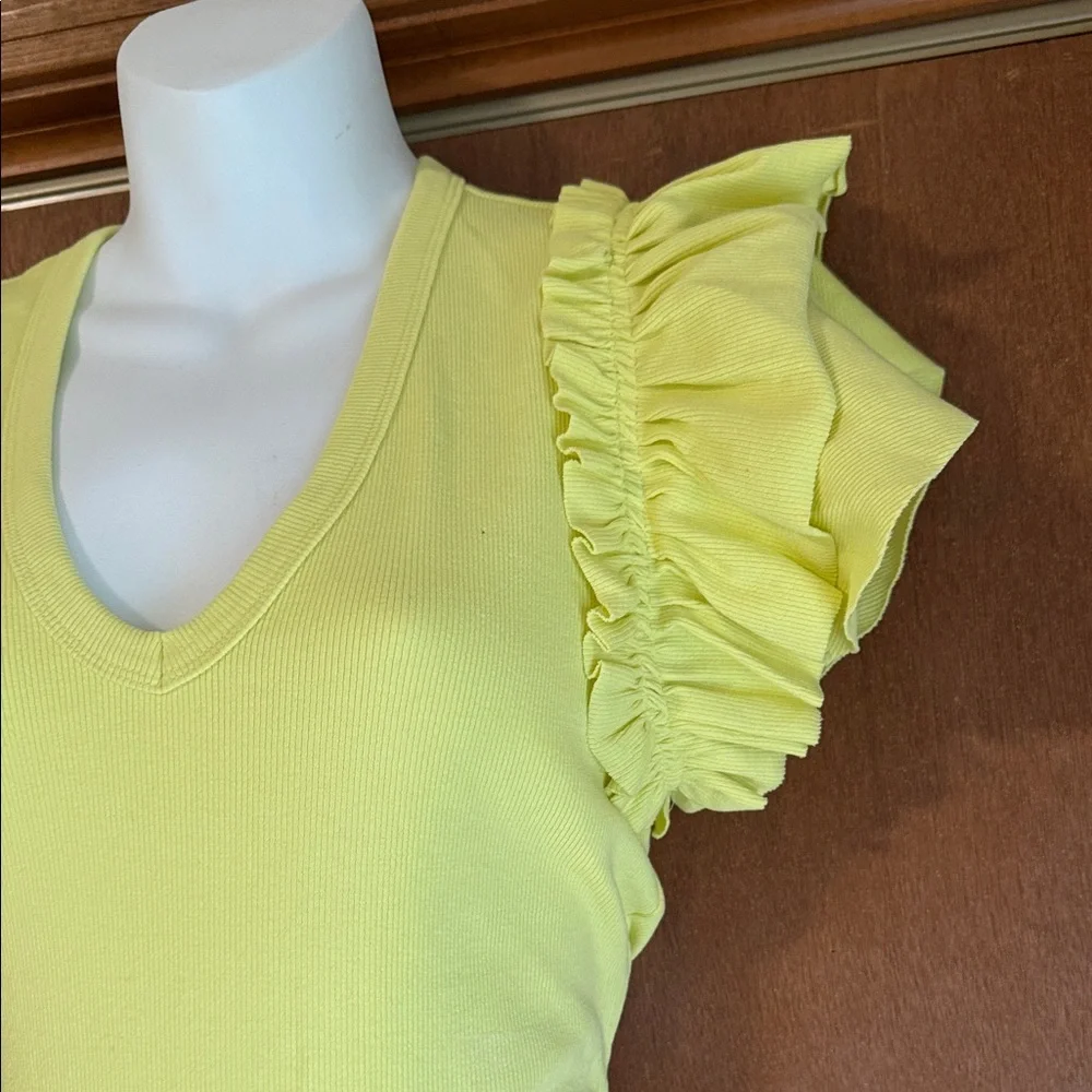 Yellow Ruffle Sleeve Bodysuit - Picture 2 of 3